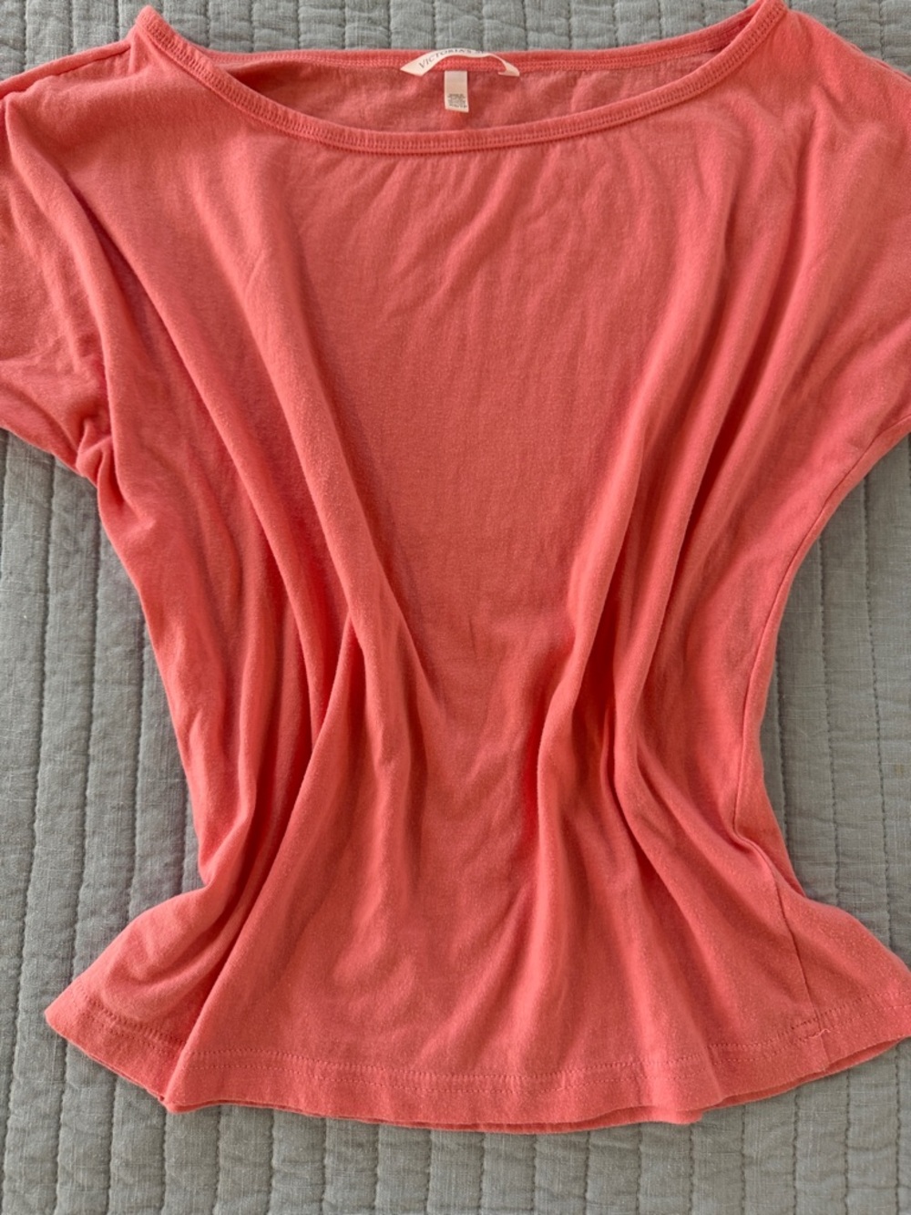 Victoria's Secret Coral Pink Boatneck Short Sleeve Top